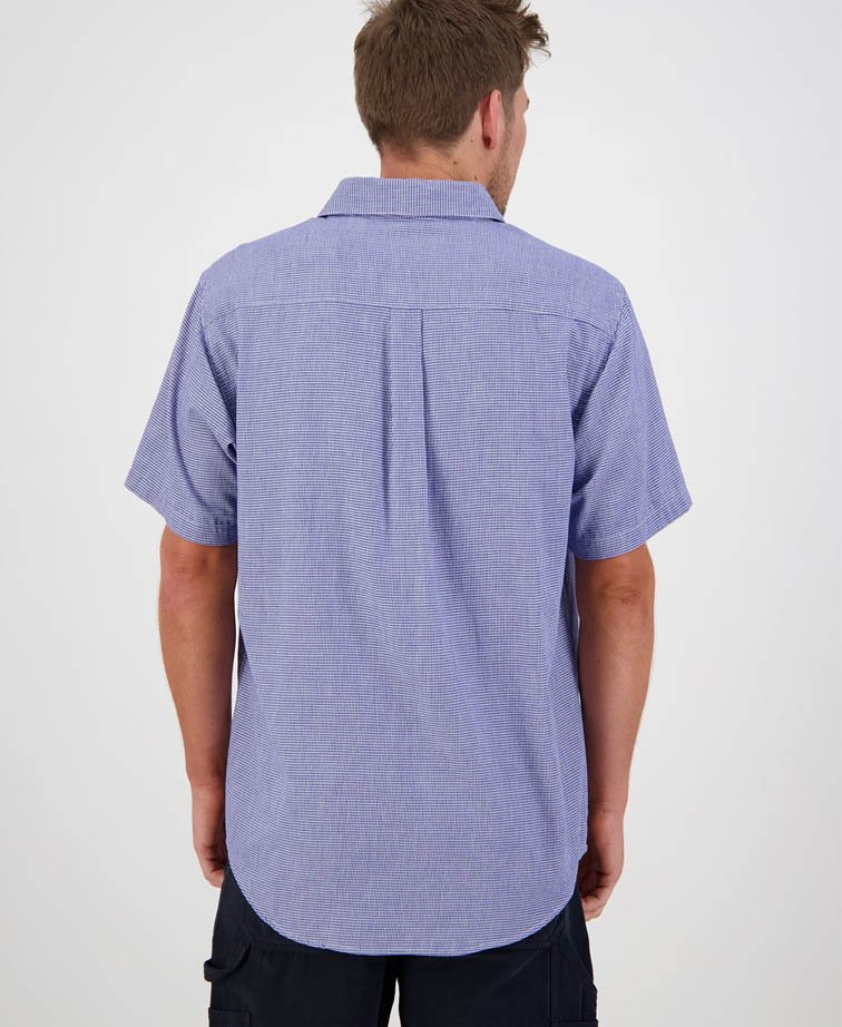 Swanndri Paihia S/S Shirt - Blu Houndstooth