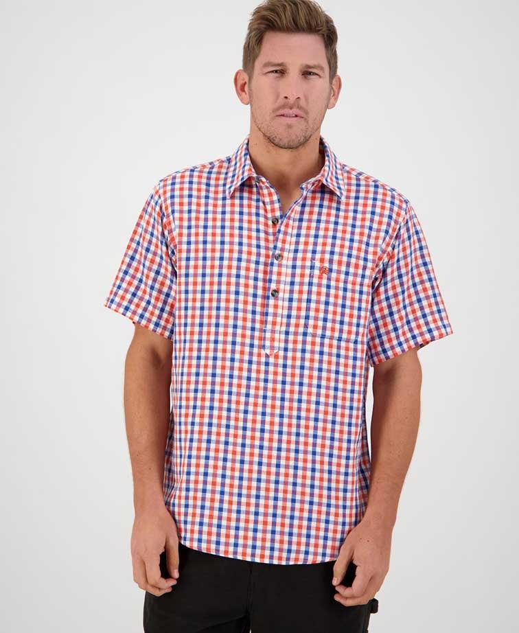 Swanndri Paihia S/S Shirt - Orange/Blue