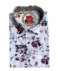 Di Nero Shirt L/S Acoustic Print - Cloud