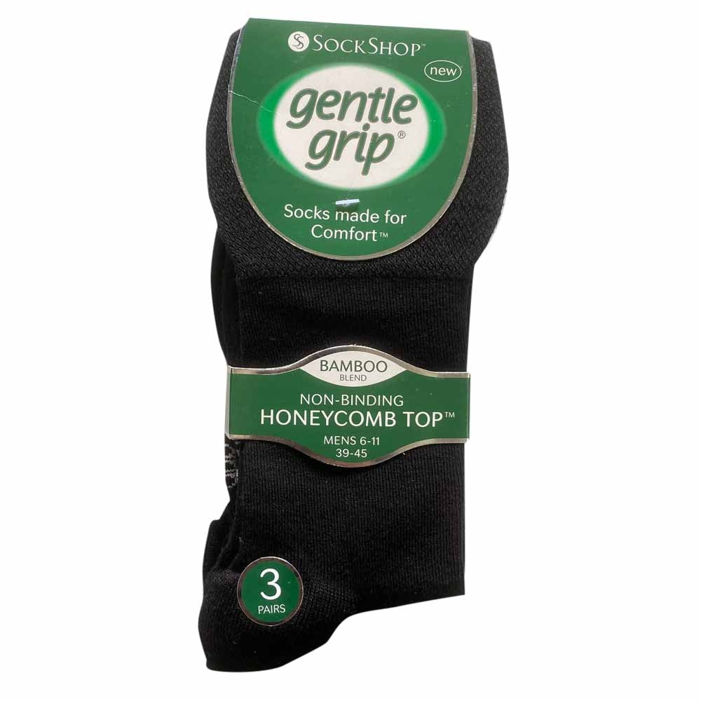 Gentle Grip Bamboo Socks 3pk - Black