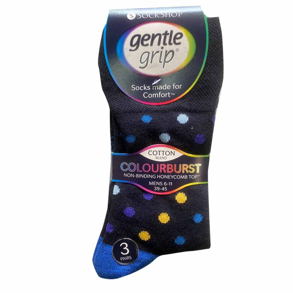Gentle Grip Colourburst Spot Sock 3 Pack - Spot