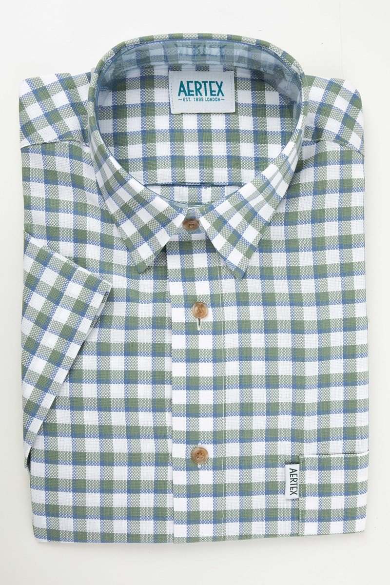 Aertex Shirt S/S Check - Olive