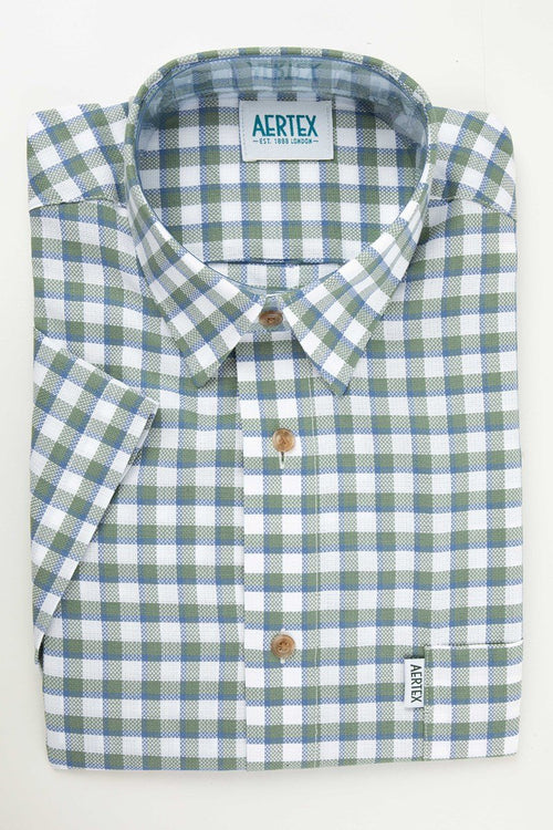 Aertex Shirt S/S Check - Olive