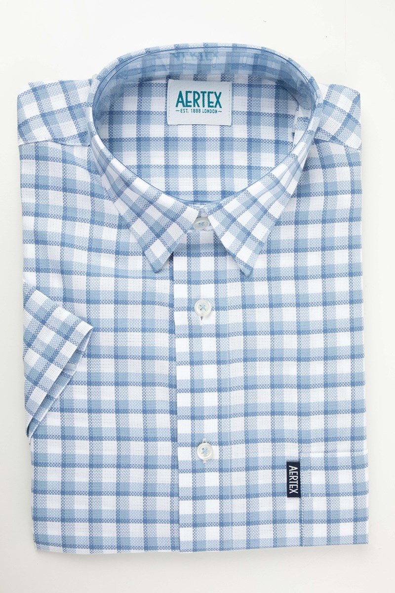 Aertex Shirt S/S Check - Chambray