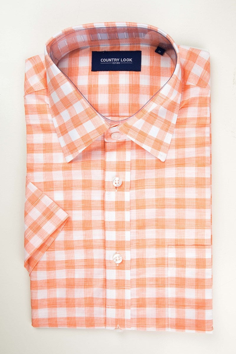 Country Look Shirt S/S Check - Orange