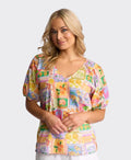 Vassalli Top Pitch V-Neck Printed