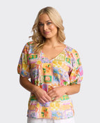 Vassalli Top Pitch V-Neck Printed