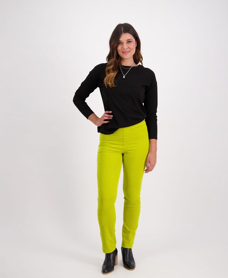 Vassalli Pant Bay Cord Slim Leg - Lime