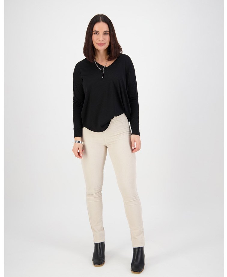 Vassalli Pant Bay Cord Slim Leg - Bone
