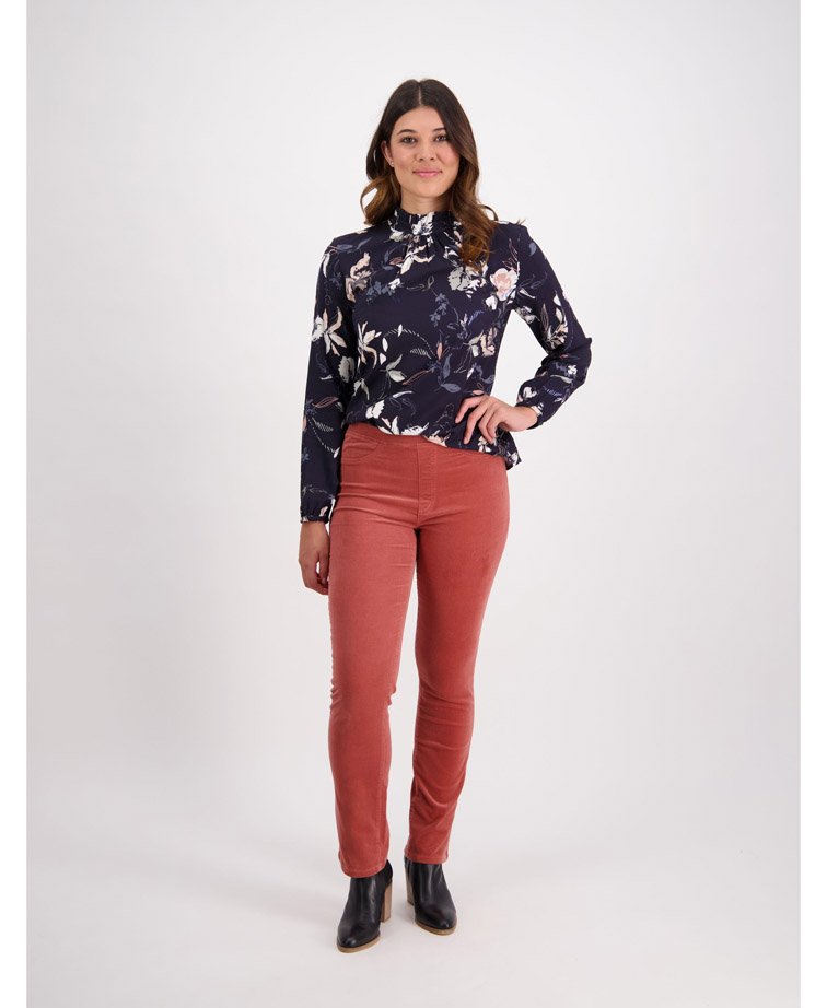 Vassalli Pant Bay Cord Slim Leg - Rose