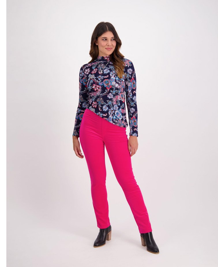 Vassalli Pant Bay Cord Slim Leg - Hot Pink
