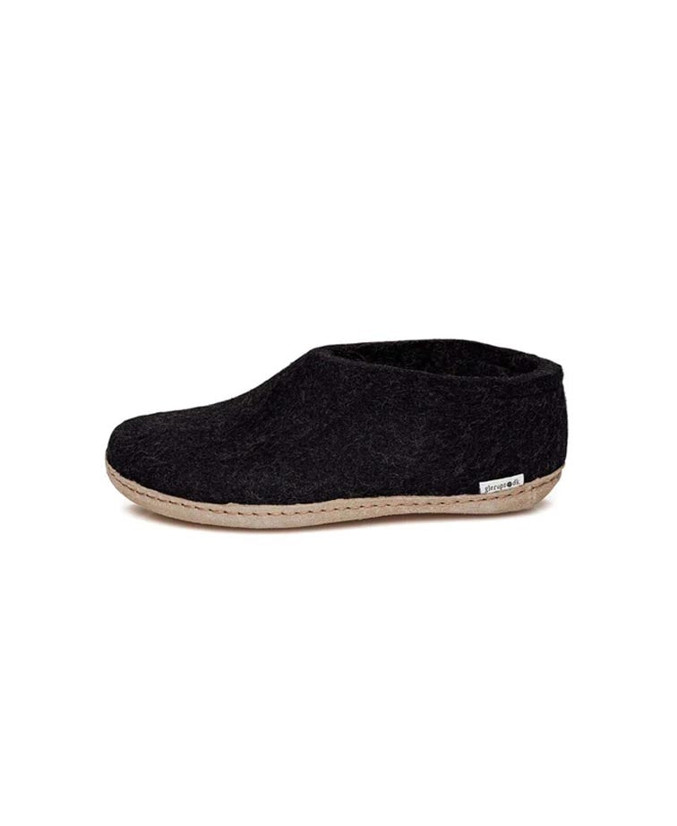 Glerups Shoe Charcoal Leather Sole - Charcoal