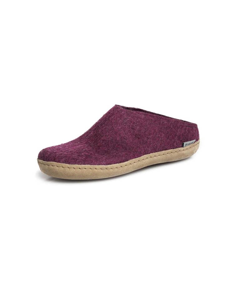 Glerups Slip-On Cranberry Leather Sole - Cranberry