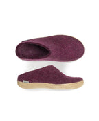 Glerups Slip-On Cranberry Leather Sole - Cranberry