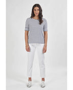 Vassalli Tee Boat Neck - White/Navy