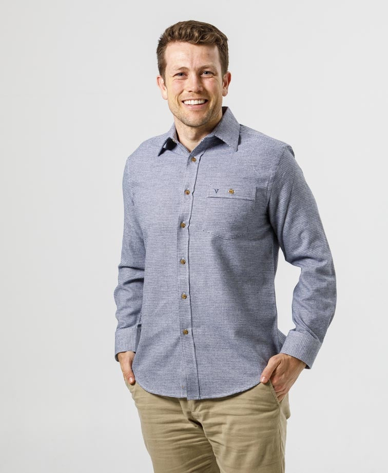 Vonnella Shirt L/S Fine Check - Navy