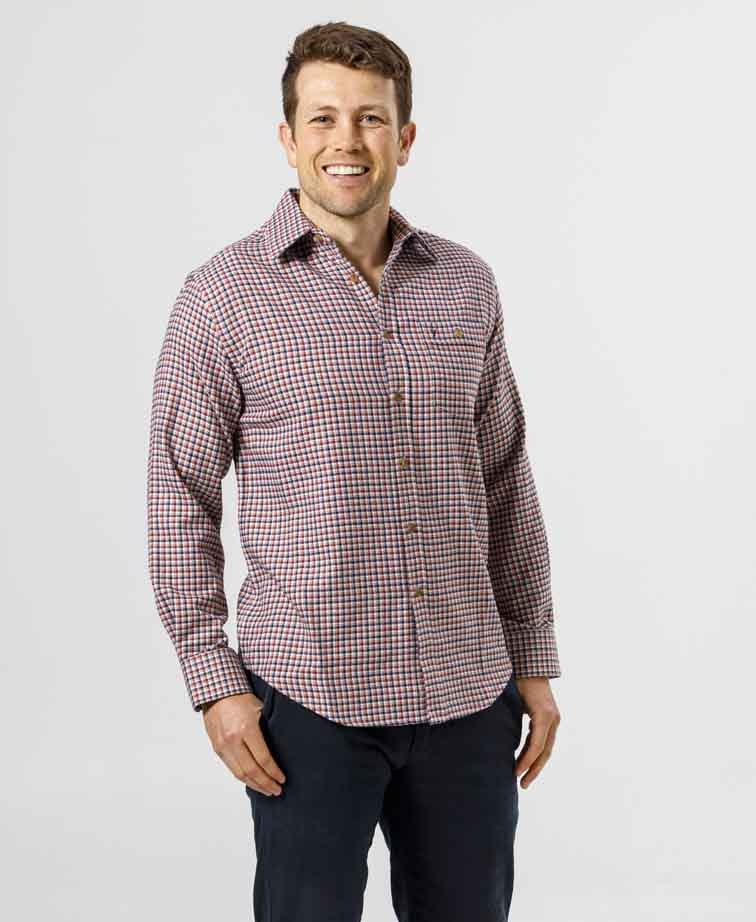 Vonnella Shirt L/S Check - Burgundy