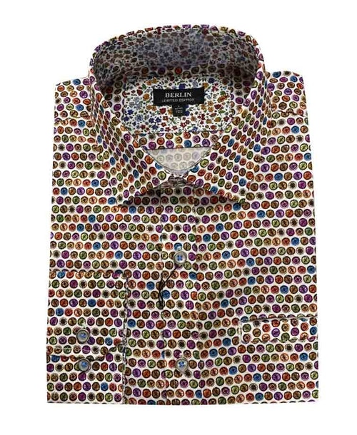 Berlin Shirt L/S Compass Print - Multi