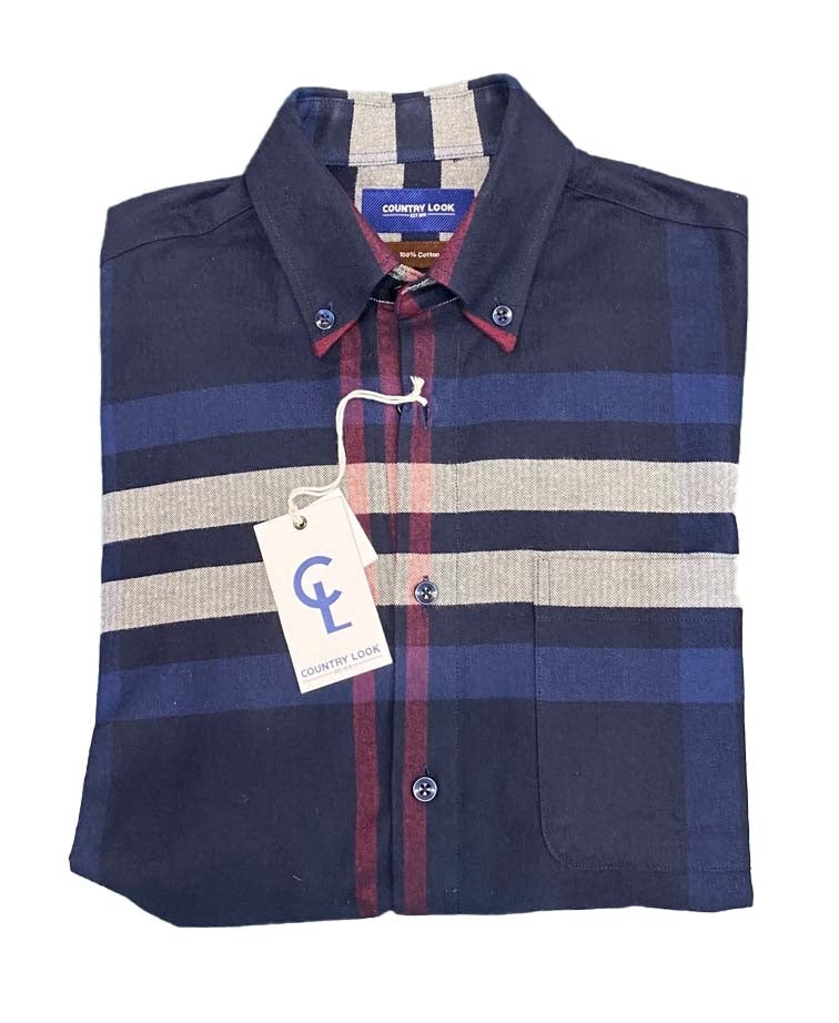 Country Look Shirt L/S Cotton Check - Berry