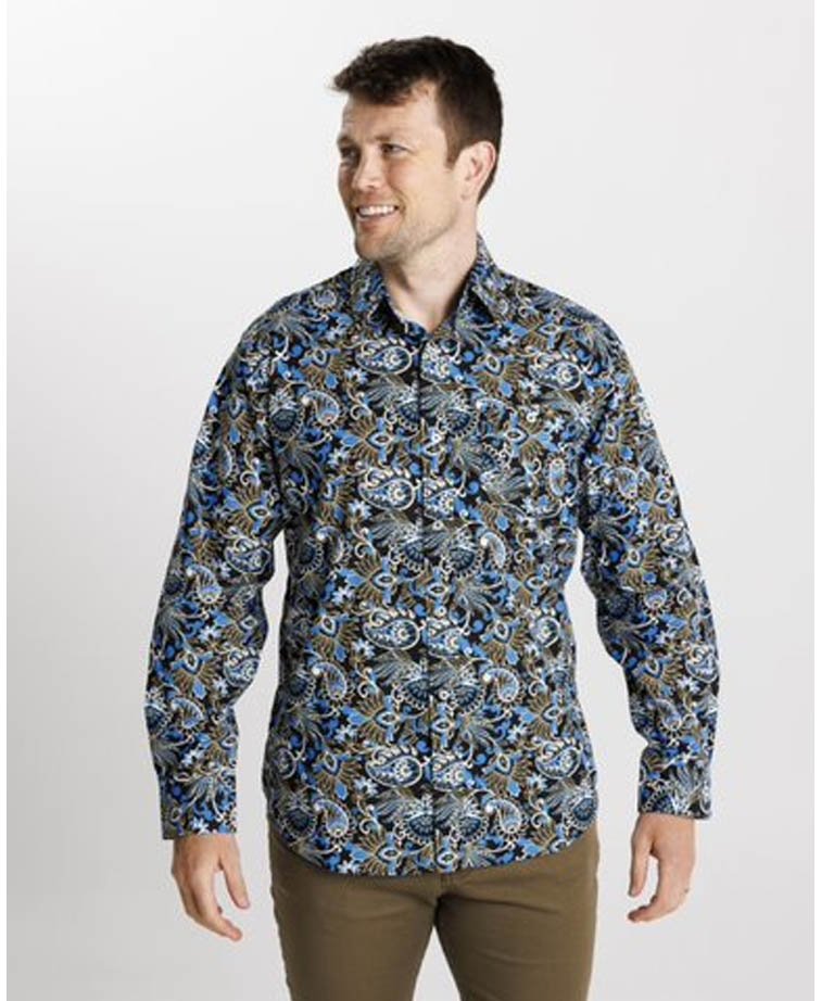 Lifestyle Shirt L/S Floral Print - Black