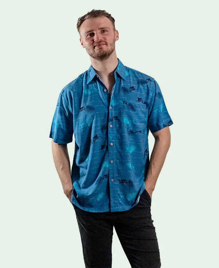 Kingston Grange Shirt S/S Bamboo Deep Sea - Deep Sea