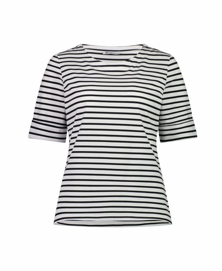 Vassalli Tee Boat Neck - White/Black