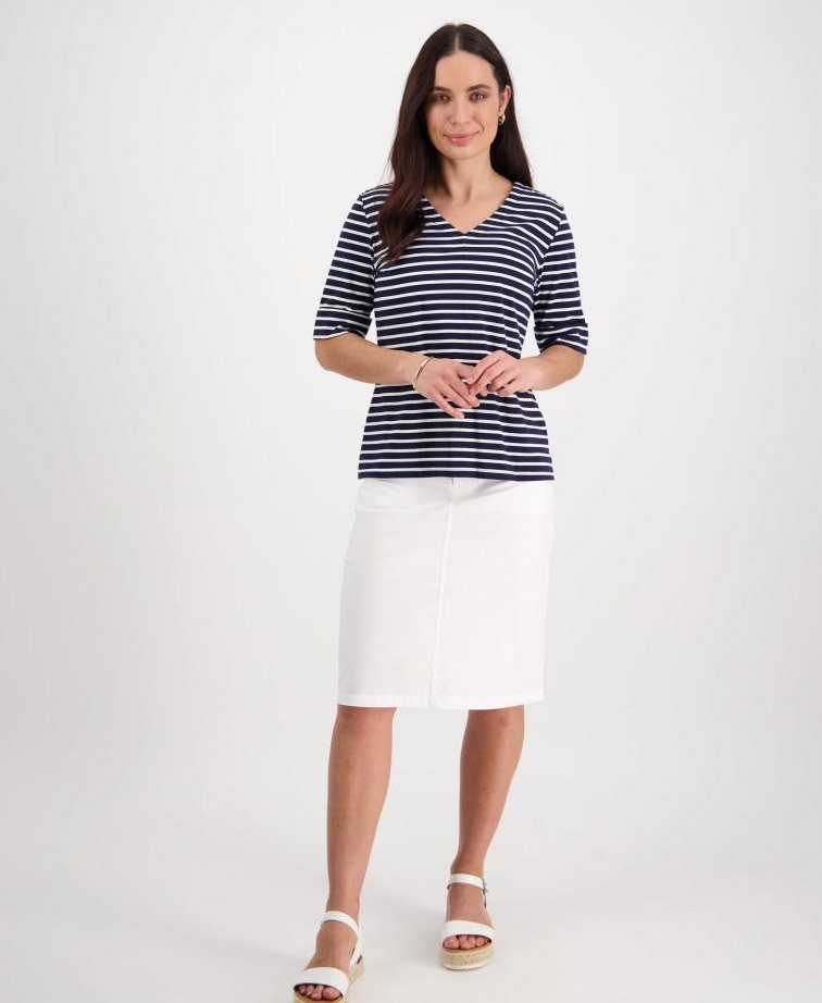 Vassalli Tee V Neck - Navy/White