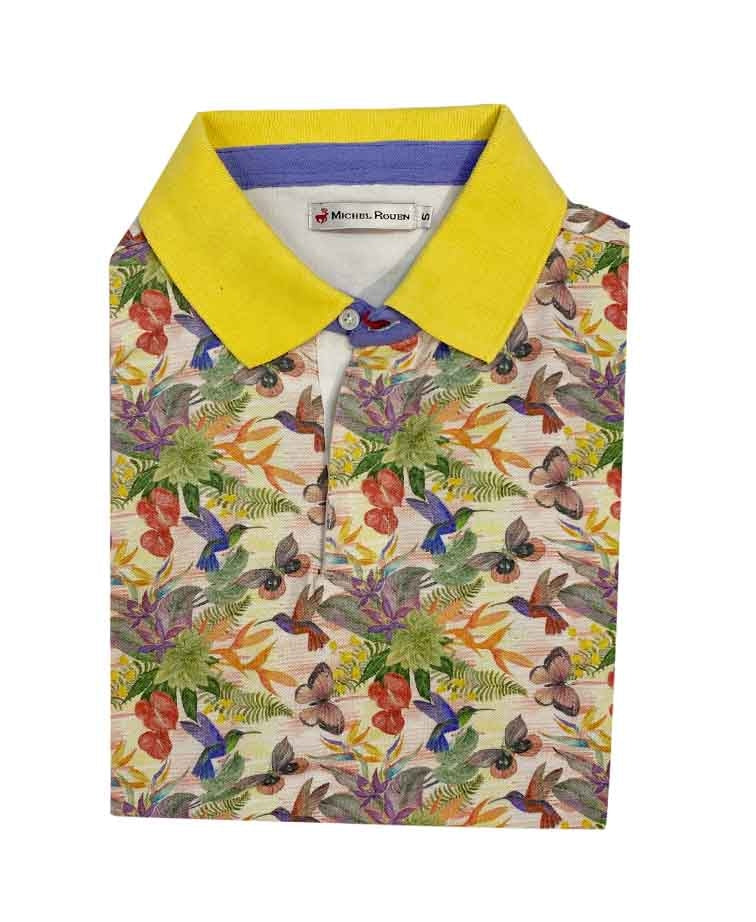 Michel Rouen Polo S/S Butterfly Print - Multi