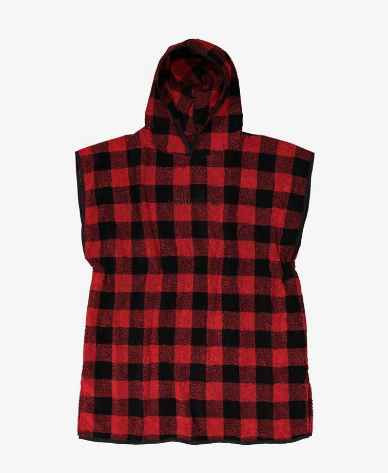 Swanndri Taylors Kids Hooded Towel - Red/Blk Check