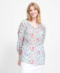 Memo Blouse Peasant Chiffon - Sky Romance