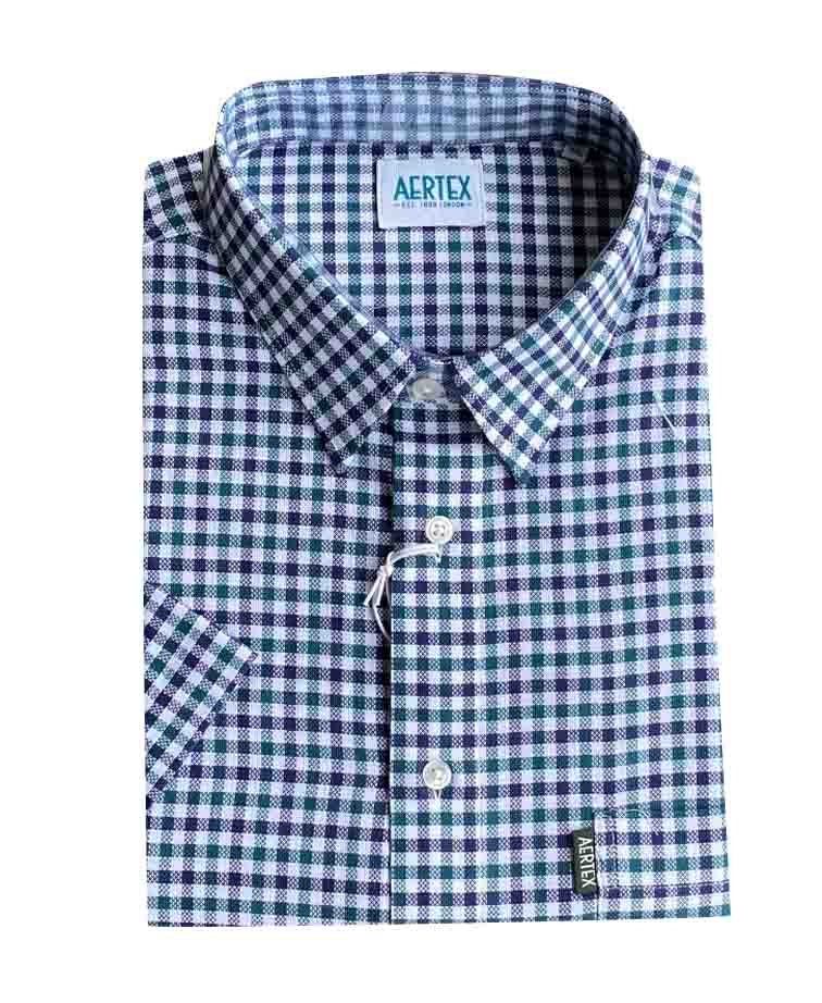 Aertex Shirt S/S Somerset Check - Green Check