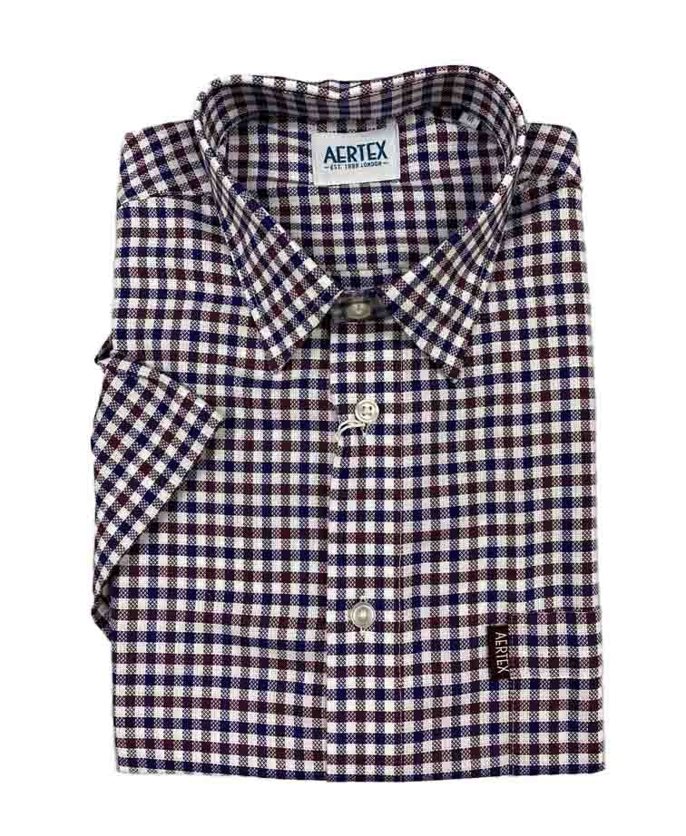 Aertex Shirt S/S Somerset Check - Wine Check