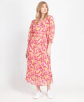 Memo Dress Midi Pleat Hem Chiffon - Fuchsia Fusion
