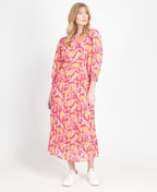 Memo Dress Midi Pleat Hem Chiffon - Fuchsia Fusion