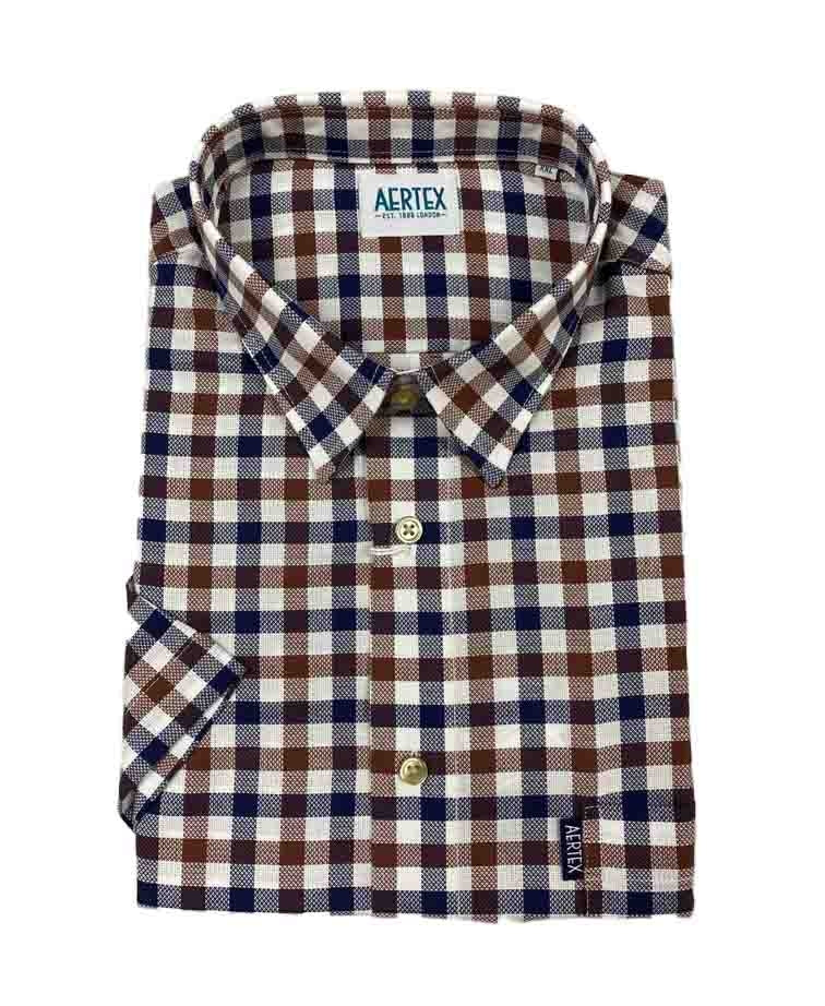 Aertex Shirt S/S Check - Rust