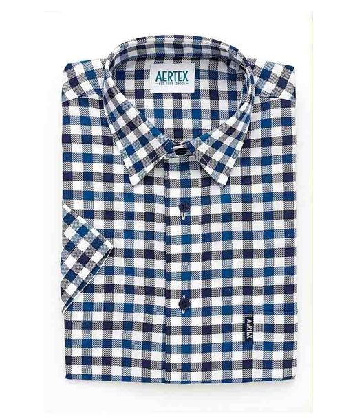Aertex Shirt S/S Check - Teal