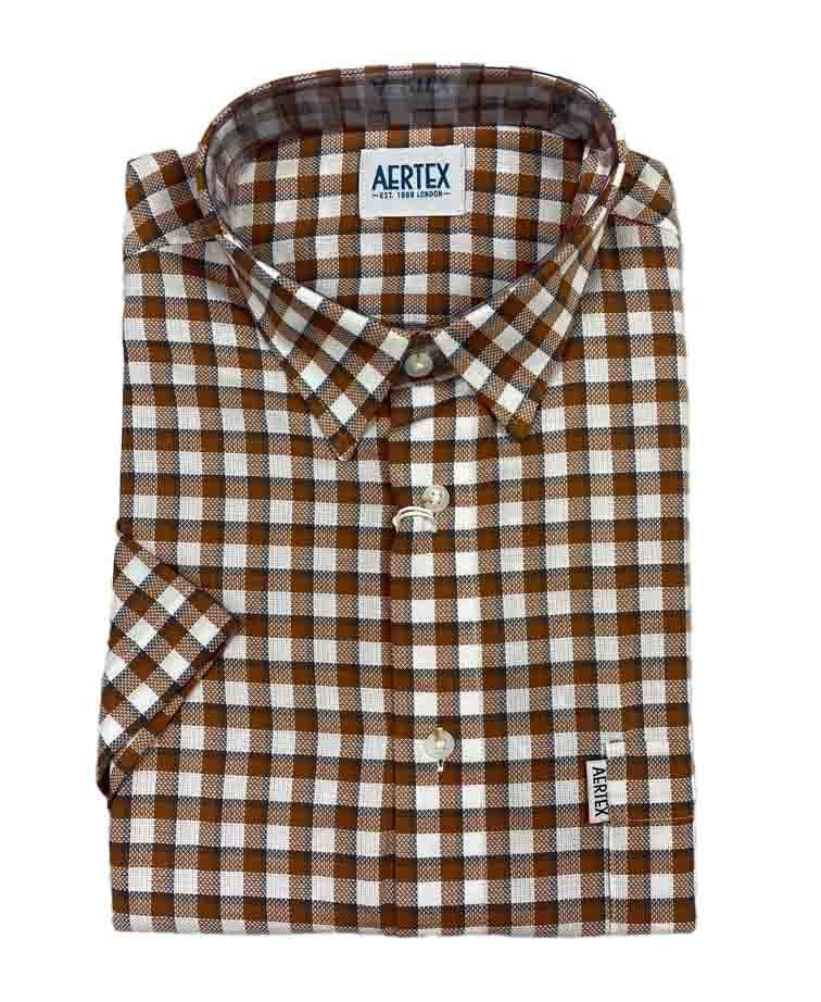Aertex Shirt S/S Check - Caramel