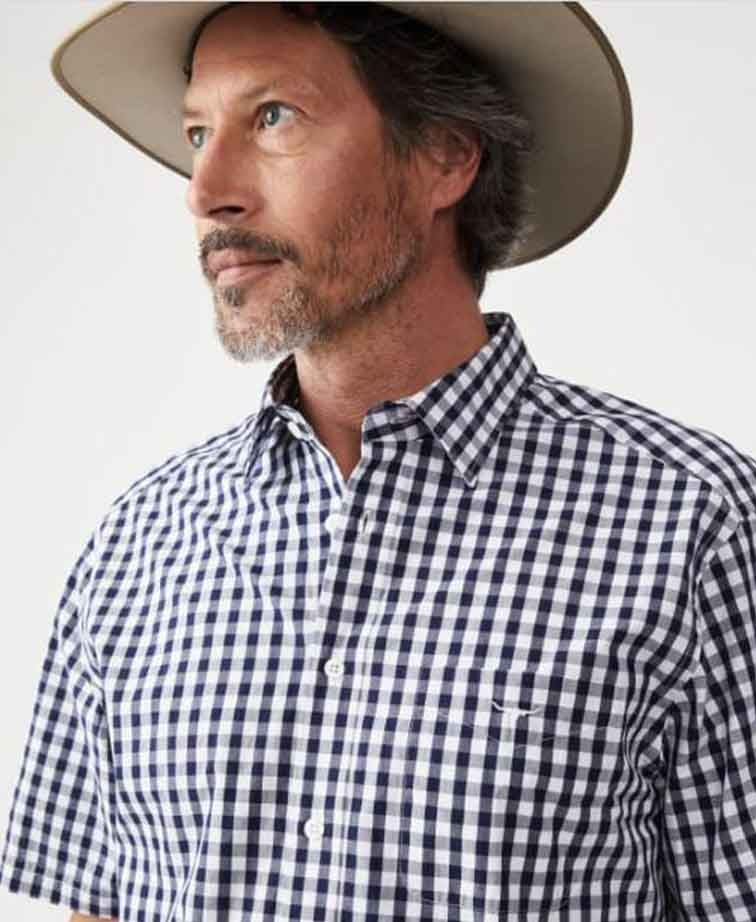 RMW Hervey S/S Shirt Check - Navy/White