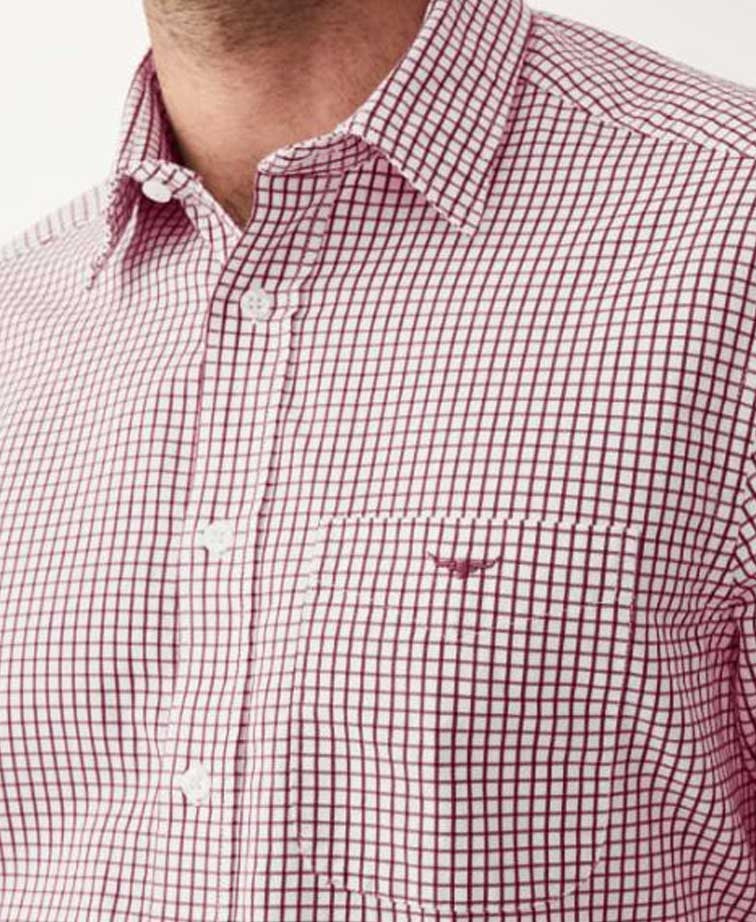 RMW Collins L/S Shirt - Burgundy/White