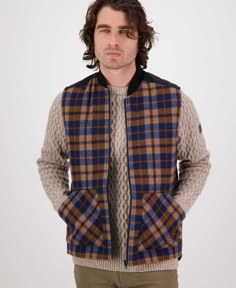Swanndri West Melton Wool Vest - Toffee Check