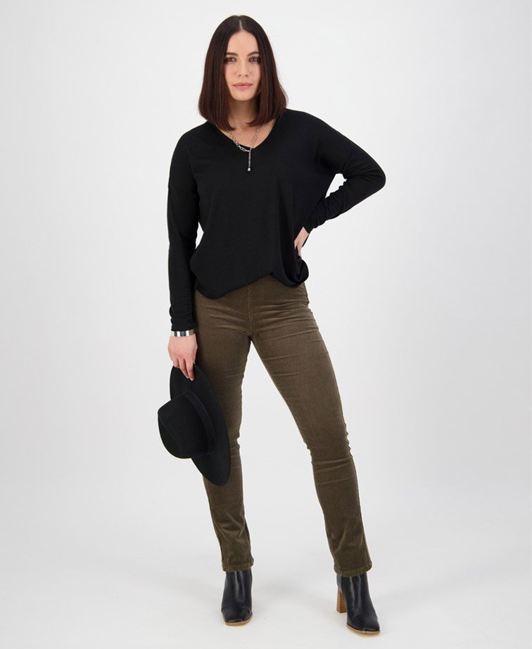 Vassalli Pant Bay Cord Slim Leg - Seaweed