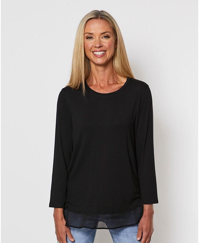Threadz Top Georgette Hem Layer - Black