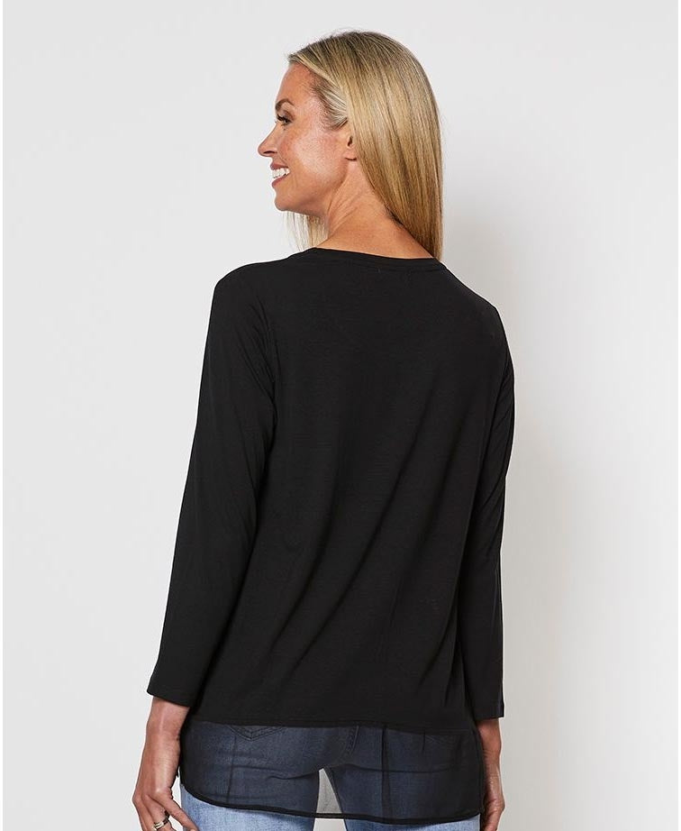 Threadz Top Georgette Hem Layer - Black