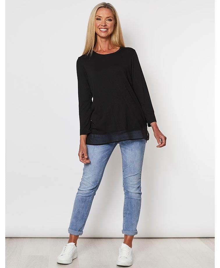 Threadz Top Georgette Hem Layer - Black