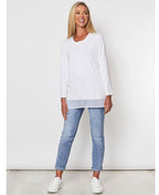Threadz Top Georgette Hem Layer - White