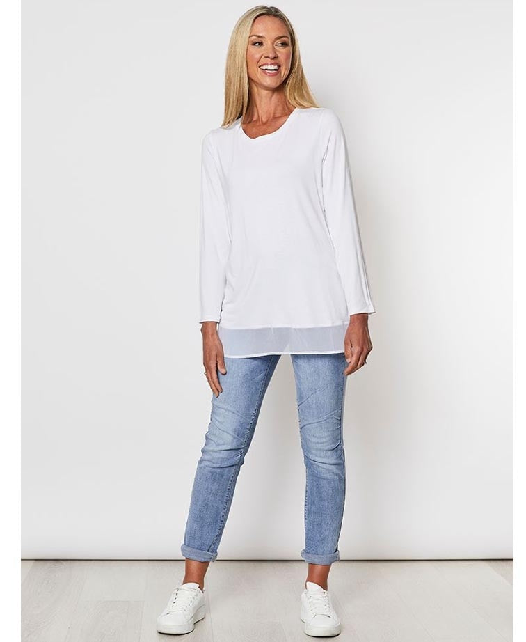 Threadz Top Georgette Hem Layer - White