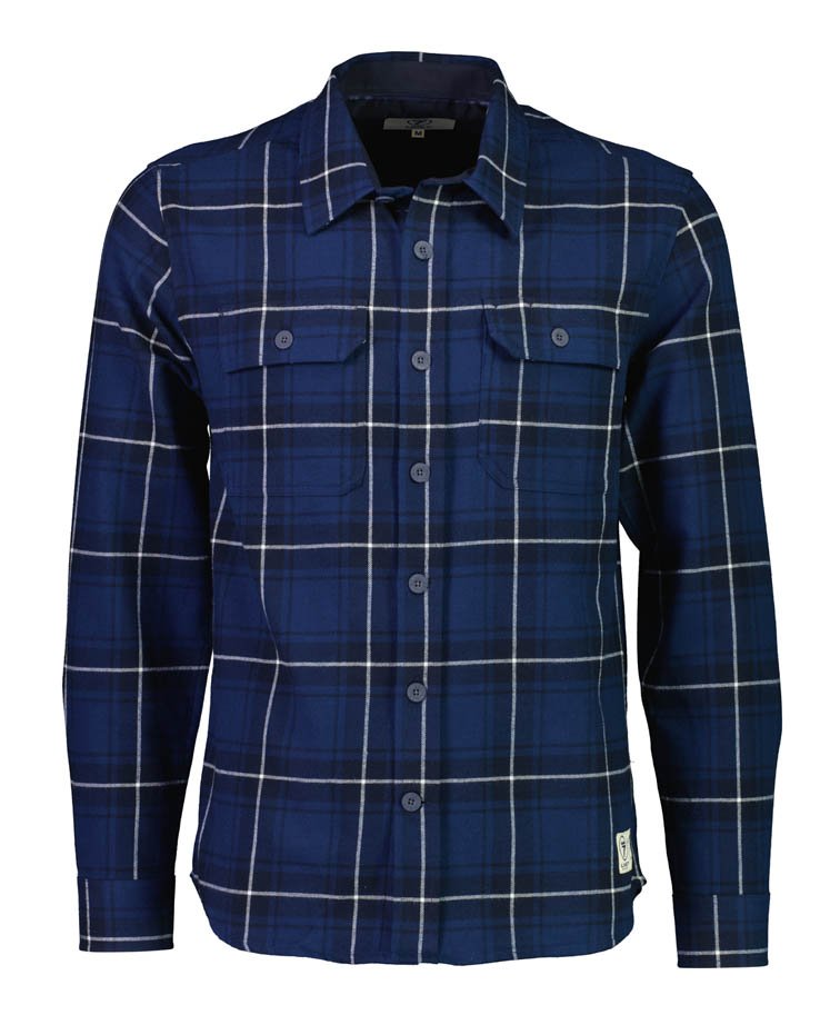 Line 7 Haul Brushed Cotton L/S Shirt - Navy Check