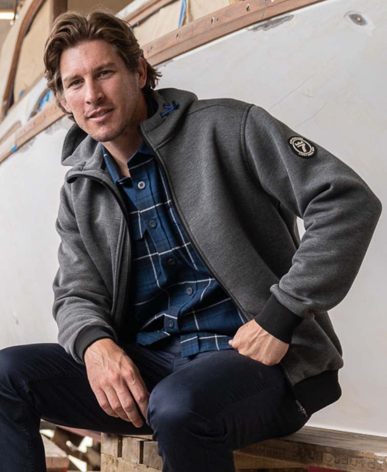 Line 7 Course Fleece Full Zip Jacket - Dark Grey Marle