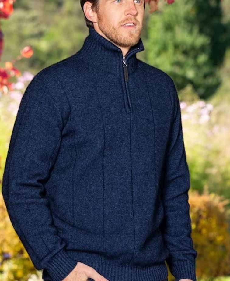 Noble Wilde Mens Javelin Zip Neck - Maritime