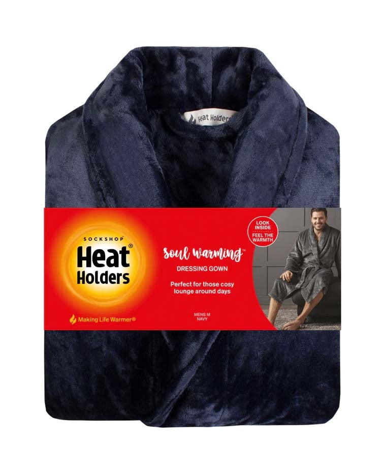 Heat Holders Mens Dressing Gown - Navy